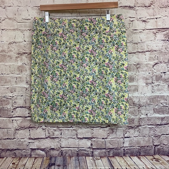 J. Jill Live In Floral Blue Green Straight Pencil Skirt - Picture 1 of 11